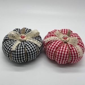 Set of 2 Pumpkins / Stuffed Fabric Pumpkins / Fall Decor / Farmhouse Decor